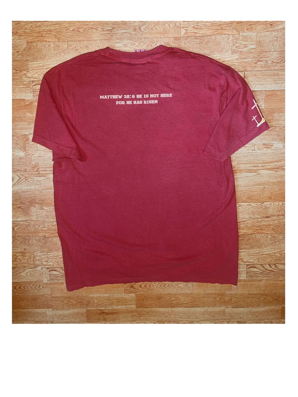 He is Risen On Crimson Red Comfort colors tshirt