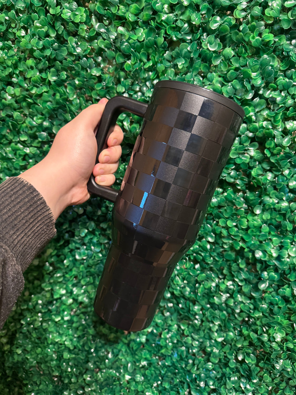 Black Checkered/Leopard 40oz Leakproof Tumbler