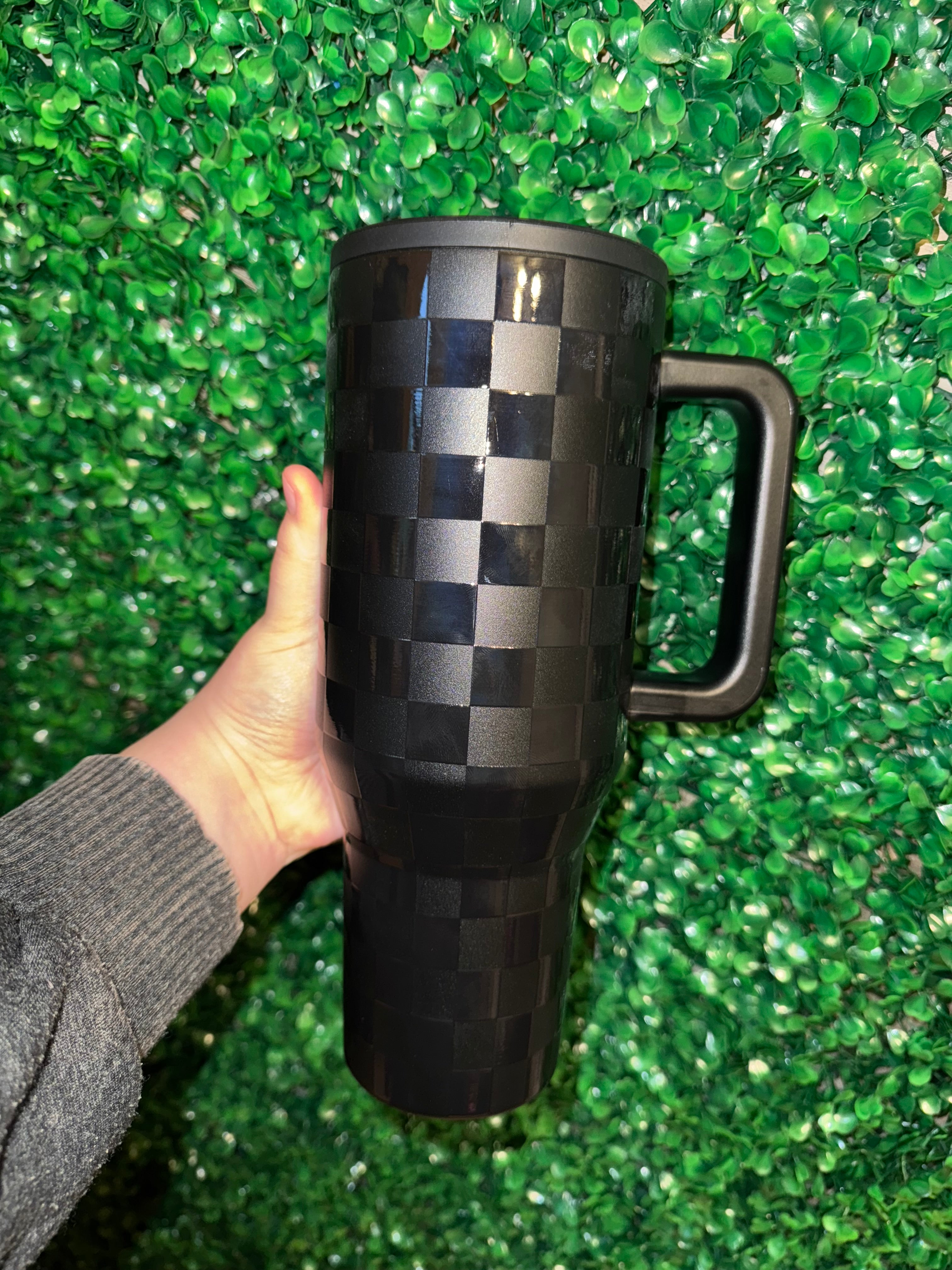 Black Checkered/Leopard 40oz Leakproof Tumbler