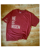 He is Risen On Crimson Red Comfort colors tshirt