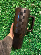 Black Checkered/Leopard 40oz Leakproof Tumbler