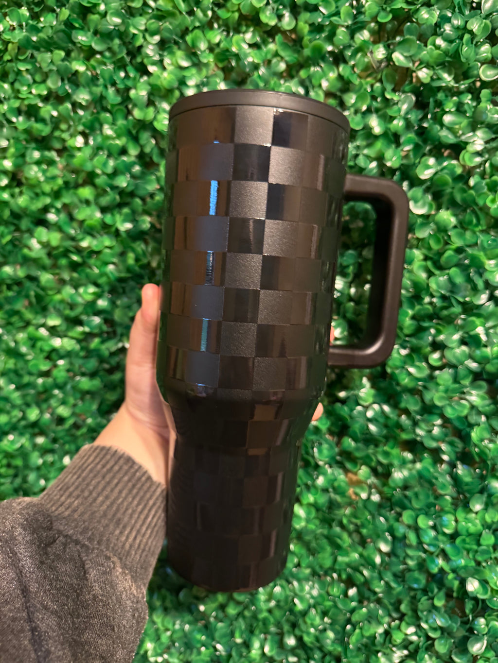 Black Checkered/Leopard 40oz Leakproof Tumbler