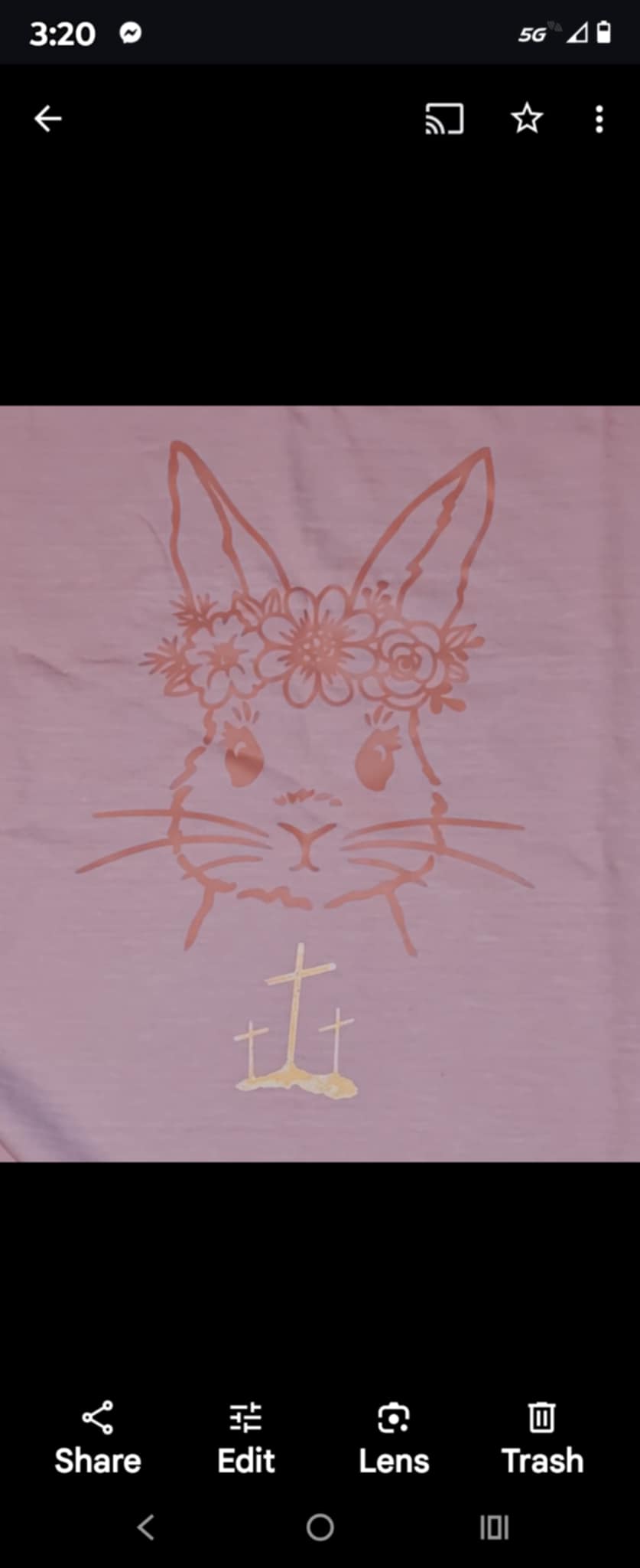 Rose Gold Bunny with 3 Cross on orchid