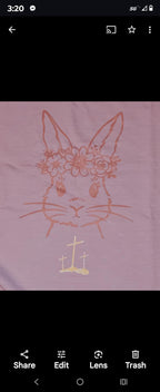 Rose Gold Bunny with 3 Cross on orchid