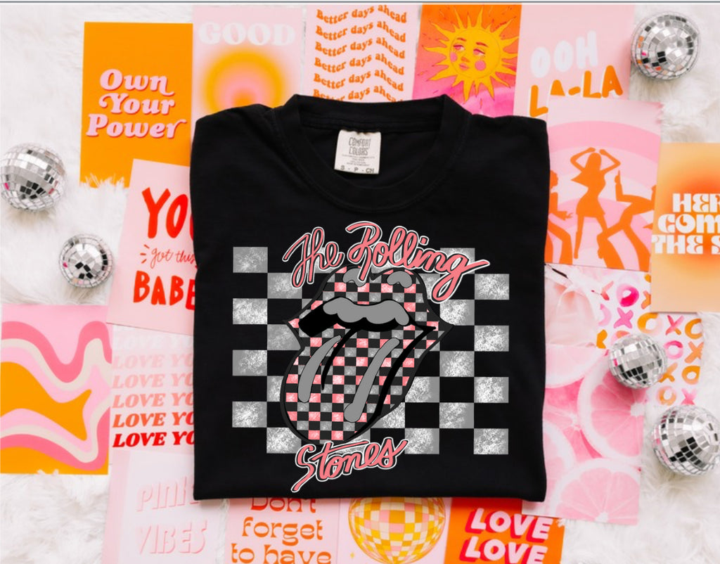 *EXCLUSIVE* Checkered Pink and Gray Rolling Stones