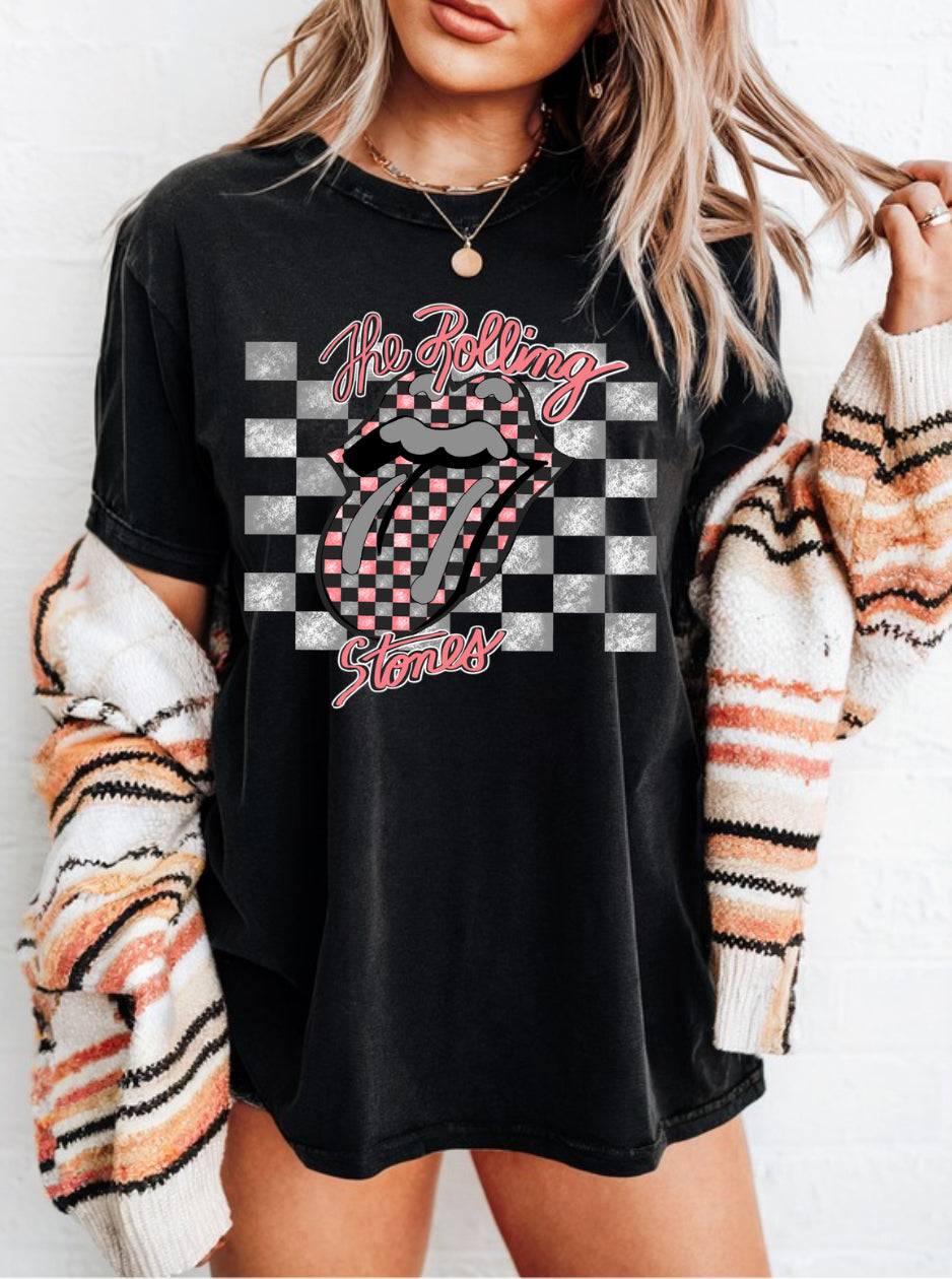 *EXCLUSIVE* Checkered Pink and Gray Rolling Stones