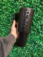 Black Checkered/Leopard 40oz Leakproof Tumbler