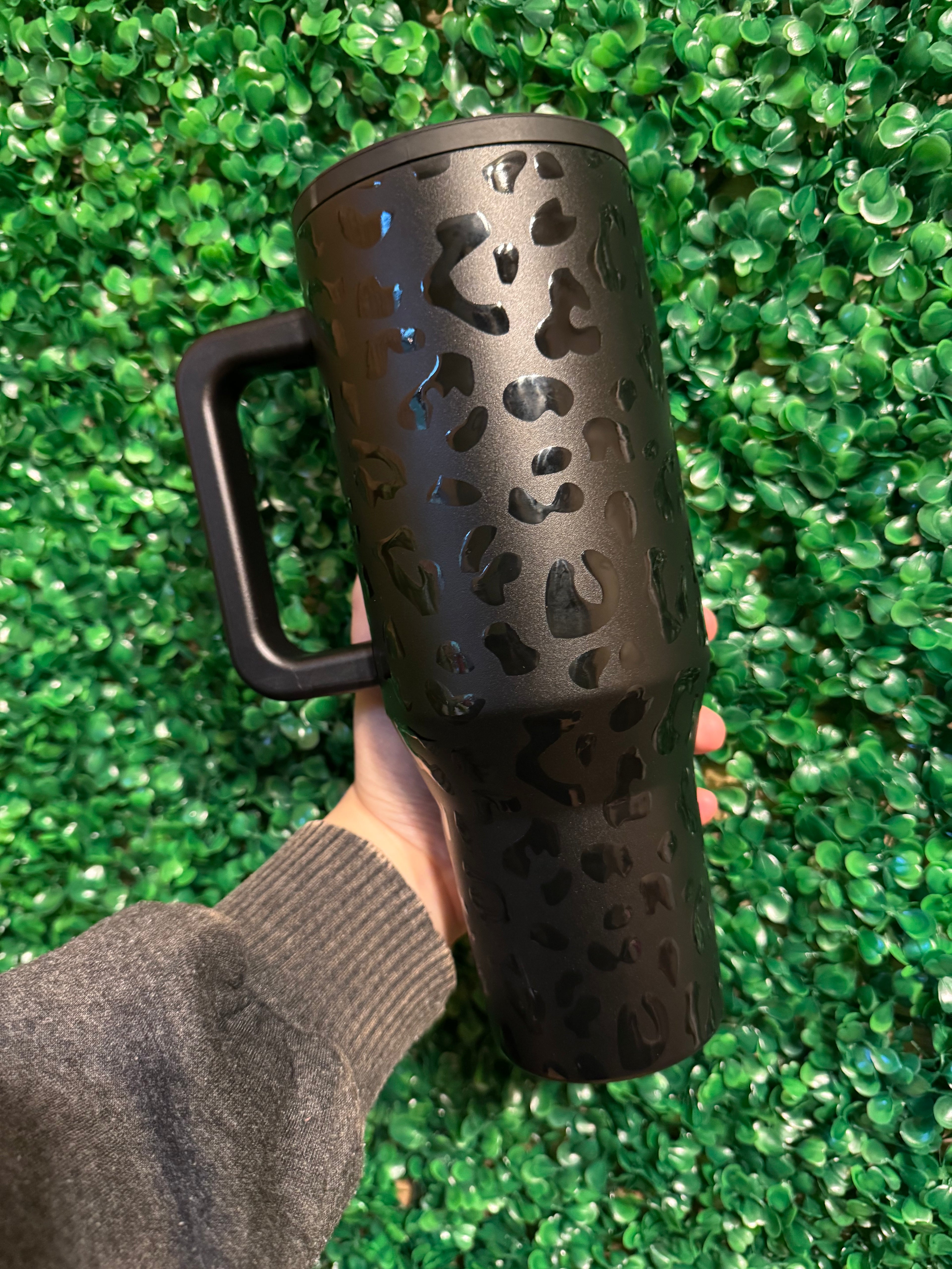 Black Checkered/Leopard 40oz Leakproof Tumbler