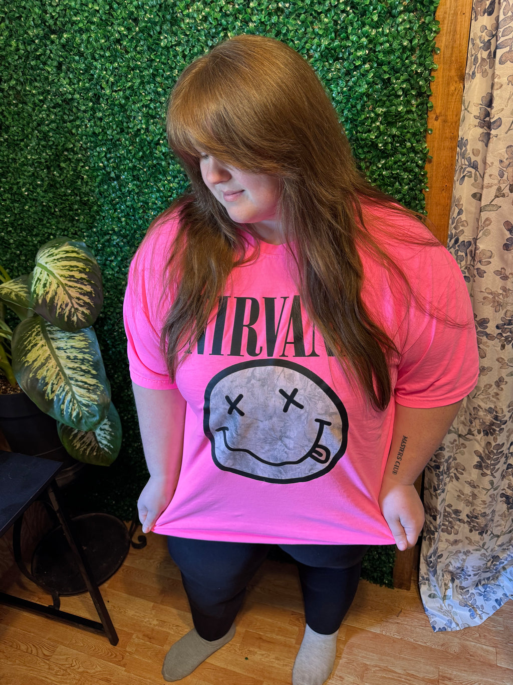 Neon Pink Nirvana Camo Smiley